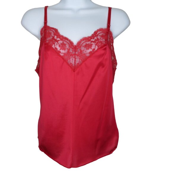 Vintage Olga Red Lace Trim Nylon Camisole Size Small 32 Made In USA - Picture 7 of 12